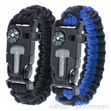 Paracord Planet Multifunctional Survival Adult Paracord Bracelets - 2 Pack - Comes with Compass, Flint, Firestarter, Knife/Scraper & Whistle - Hiking, Fishing, Camping, Emergency & More